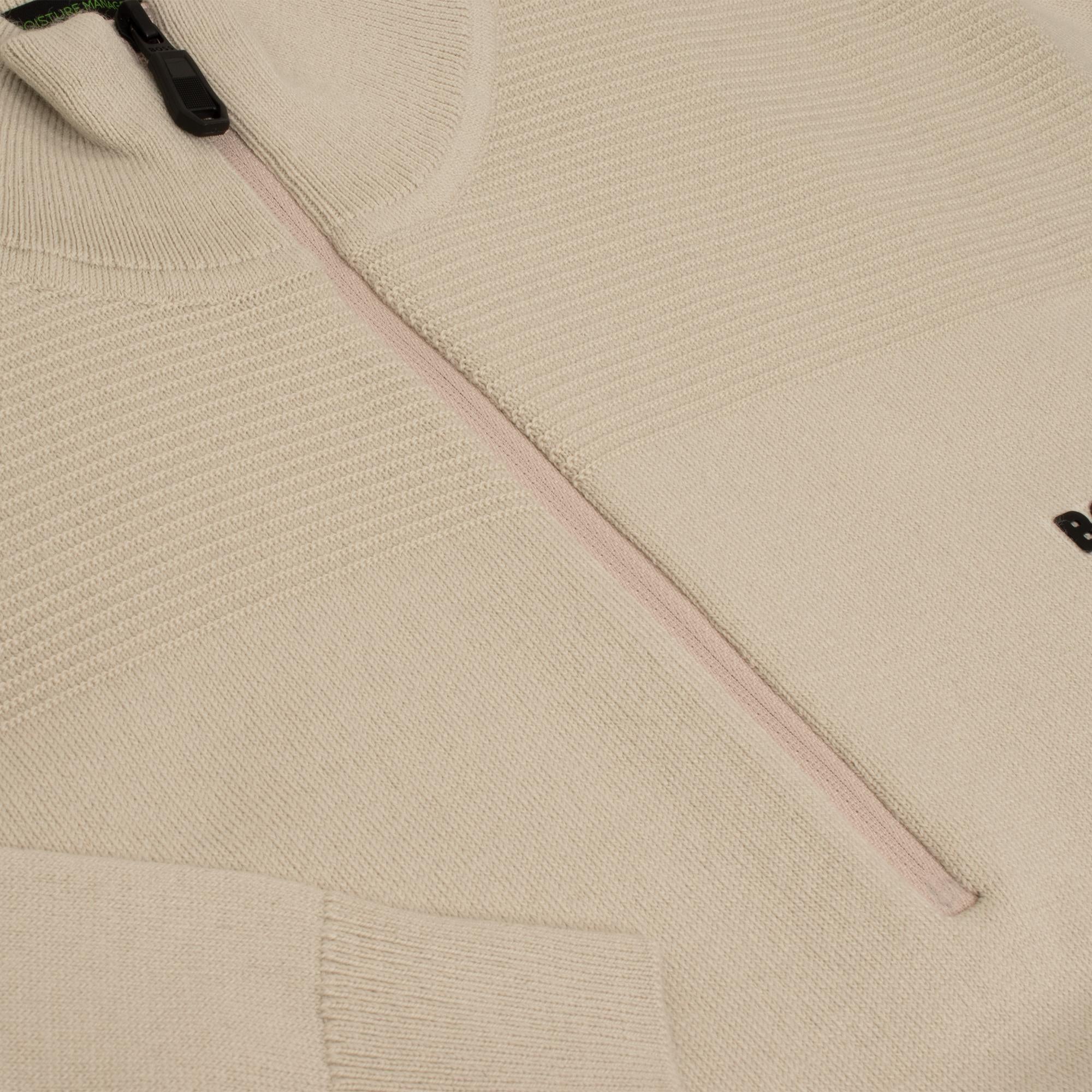 Boss Momentum-X Mens Quarter Zip Sweater Light Beige